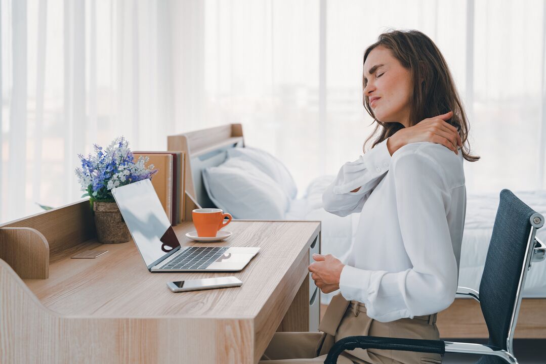 The development of cervical spondylosis can be provoked by sedentary work